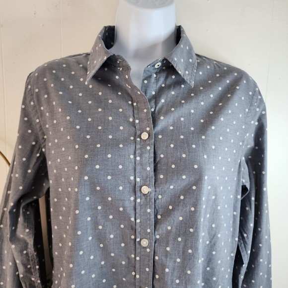 Banana Republic Soft Wash Gray Polka Dot Long Sleeve Shirt Size Small - Picture 3 of 9